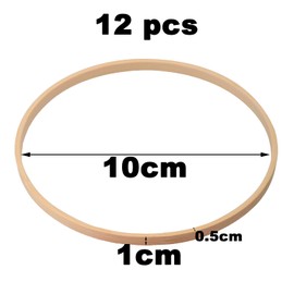 Pack of 12 Bamboo Floral Hoop, Wooden Rings for Crafts, Macrame Rings, Dream Catcher Rings, Wooden Hoops Set for Wedding Wreath Decor and Wall Hanging, Craft, Flower Wreath, Door Wreath, Window