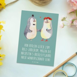 Mr. & Mrs. Panda Postcard 5th Wedding Anniversary Wooden Wedding Gift Anniversary Congratulations Wedding Message Postcard Invitation Birthday