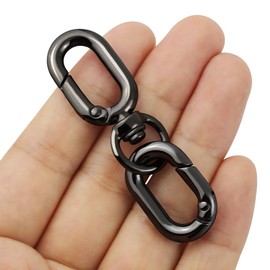 [FUSSED] 2-piece Set Spring Keychain, Carabiner Hook, Lost Prevention, Easy to Install and Disassemble Key Clip, Luxury Fashionable Key Ring, Buckle, Double Ring, Swivel Can, Black