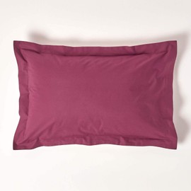 HOMESCAPES Plum Purple Pure Egyptian Cotton Oxford Pillowcase Standard Size 200 TC 400 Thread Count Percale Equivalent Pillow Case