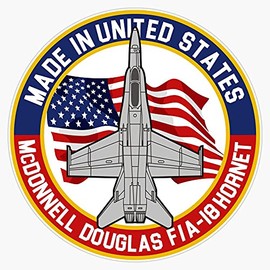HOF Trading Mcdonnell Douglas F/A-18 Hornet - Made in USA Vinyl Sticker Waterproof Decal Laptop Wall Window Bumper Sticker 5"
