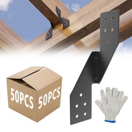 (50pcs) 16-Gauge Thick Hurricane Straps, Black Powder-Coated Rafter Ties, Heavy Duty Right Rafter Brackets, Strong Hurricane Clips, Tie Brackets for House, Roof Trusses, Shed, Building (Right)