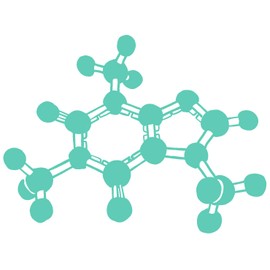 Caffeine Molecule Vinyl Decal - 5 Inches - for Cars, Trucks, Windows, Laptops, Tablets - Outdoor-Grade 2.5mil Thick Vinyl - Mint