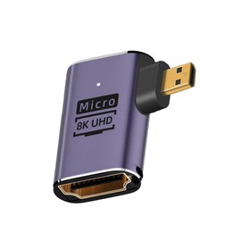 cablecc Right Angled Micro HDMI Male to HDMI 2.1 Female UHD Extension Gold Converter Adapter Support 8K 60hz HDTV