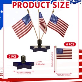 Yousoontic 2 Sets 4th of July Decorations American Flag with Pentagram Bracket Wooden Block Independence Day Patriotic Table Decorations for Home Tiered Tray Decor