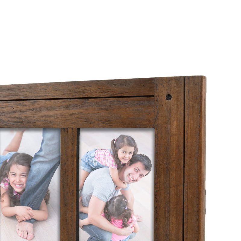 Prinz Homestead Dark Walnut 3-Opening Collage Picture Frame 4x6 Photos