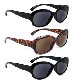 Hyyiyun Reader Sunglasses for Women Full Lens, 3 Pack UV Protection Reading Sunglasses Not Bifocals (2 Black / 1 Tortoise, 1.5, x)