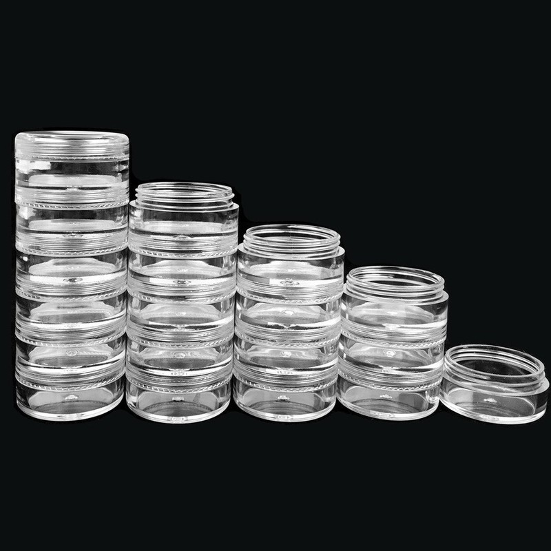 Beauticom® 5G/5ML Empty Round Transparent Stackable Plastic Embellishment Bead Glitter