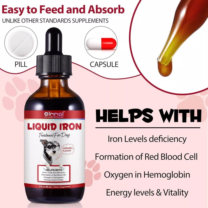 Oimmal Liquid Iron for Dogs Vitamin C & B12,Supports Anemia,