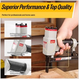 meite 21GA Pneumatic Upholstery Stapler 8016BL Fine Wire Stapler with Long Nose