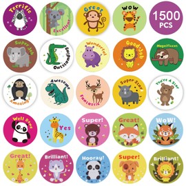 Kid Stickers 1500Pcs Animal Stickers for Kids, Reward Sticker Rolls, School Teacher Stickers for Children's Boys and Girls Water Bottles