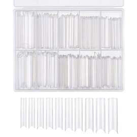 Nivofu 200Pcs Puntas de Uñas Postizas Curvadas en C Largas, Uñas Postizas Cuadradas, Puntas de Uñas Postizas Curvadas en C Largas con Caja para Arte d