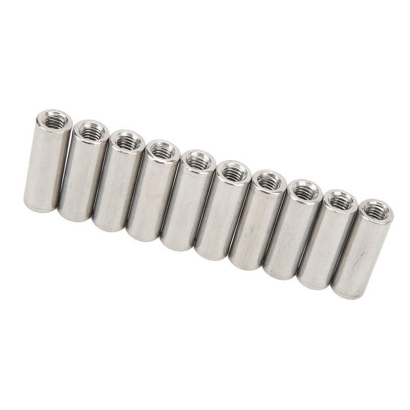 20Pcs M6 Female Thread Coupling Nut Practical Rustproof Stainless Steel