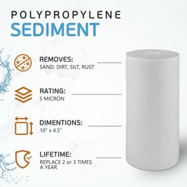 Ronaqua 10" x 4.5" Big Sediment Replacement Water Filter Cartridge, 5 Micron, NSF Certified, for Whole House, Compatible with RFC-BBSA, W15-PR, WFHD13001B, GXWH35F, HF45-10BLBK10PR and AP817, 2 Pack