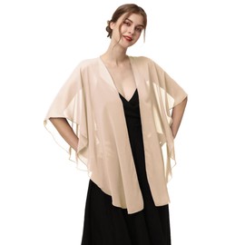 Womens Chiffon Shawls and Wraps, Wedding Party Shawl Scarf for Evening Dresses (Champagne)