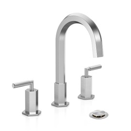 Phiestina Brushed Nickel Widespread 8 Inch 3 Holes Bathroom Sink Faucet, 2 Handles Hexagonal Bathroom Faucet with Metal Pop up Drain and Water Supply Lines, NS-WF003-BN