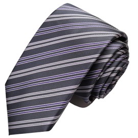 Michi Kolondon MKJ-035 Wrinkle-Resistant Bonding Processing Fabric Lined Volume, Made in Japan Necktie Brand KOSHINO Striped Pattern, 100% Silk, Unisex, gray