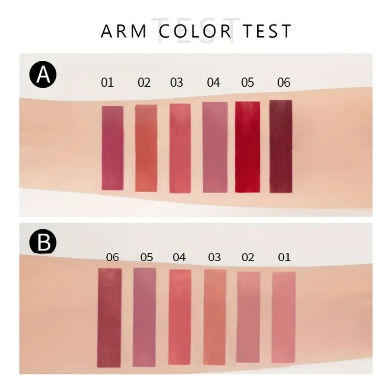 Set 6 Labiales Líquidos Mate Larga Duración Handaiyan Rojo