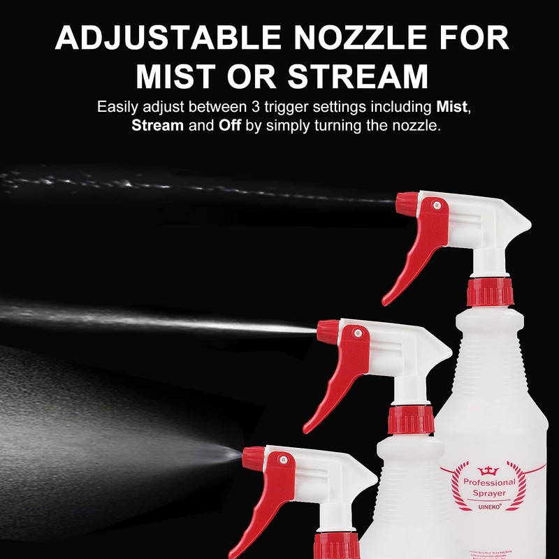Uineko Plastic Spray Bottle (4 Pack, 24 Oz, All-Purpose) Heavy
