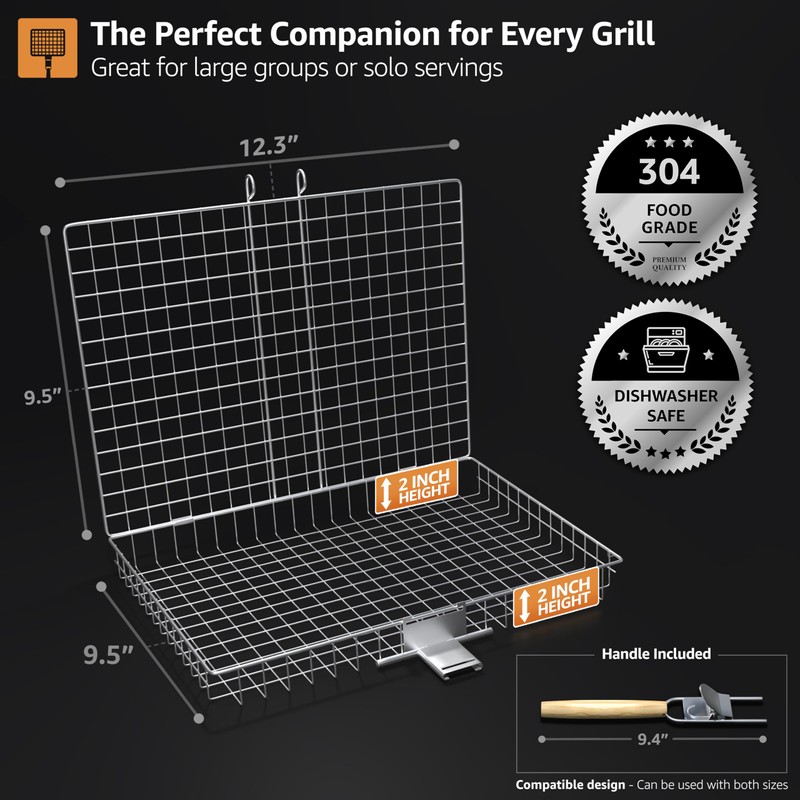 Sorbus Grill Basket - Stainless Steel Large Folding Barbecue Grilling