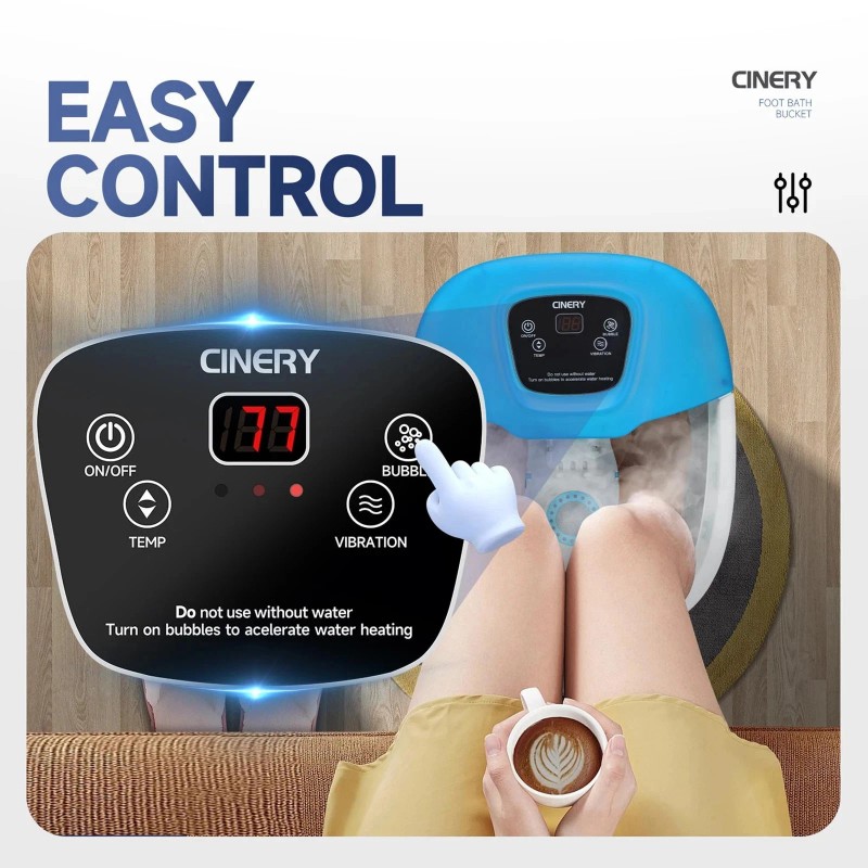 FIAHNG CINERY Foot Spa Bath Massager with Heat Bubbles Vibration