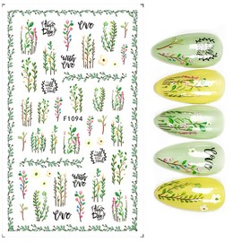 CHANGAR Vibrant Flower Nail Art Stickers - Colorful Butterfly, Leaves, Flowers Design Colorful Floral Nail Decals Nail Supplies for Girls Women Manicure DIY（8 Sheets）