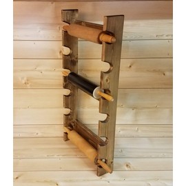 Rolling Pin Rack with Six Slots - Wood Rolling Pin Rack - Multiple Rolling Pin Rack - Rolling Pin Holder - Rolling Pin Storage - Rolling Pin Display Rack - Wall Mount Rolling Pin Rack