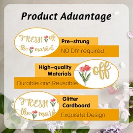 Gybeizhu Fresh Off The Market Bridal Shower Banner, Gold Glitter Farmers Market Floral Theme Wedding Banner for Bachelorette Wedding Engagement Party Decorations Supplies, No DIY.
