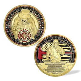 Jokimu Firefighter Challenge Coin Thin Red Line Fire Rescue Coin Fireman Prayer Coin