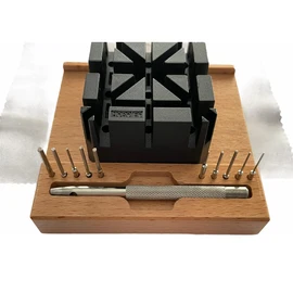 BUZZUFY Modern Watch Repair Tools for Professionals and Hobbyists, Unisex Adult, Swiss Made 10 Pins, 10 Pin Punches, Bracelet Holder, Wooden Base, Modern