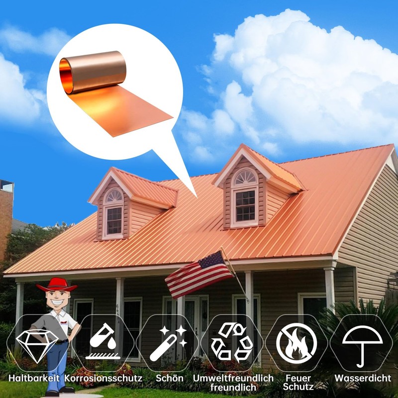 Uxney Copper Tape Copper Sheet Roll, Copper Sheet 1000 x