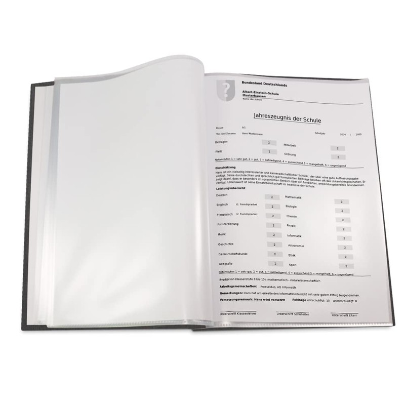 Certificate Folder in Black Linen Look Cover with High-Quality Embossed
