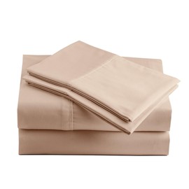Peru Pima 415 Thread Count Percale California King Sheet Set - 100% Peruvian Pima Cotton, 4 Piece (Flat, Fitted, 2 Pillowcases) - Cooling, Crisp, Deep Pocket, Hotel Quality Bedding - Latte