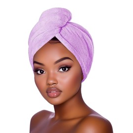 Purple Mango Beauty Hair Towel Wrap for Women - Ultra-Absorbent Microfiber Towel for Wet Hair - Curly, Coily & Wavy Hair - Lightweight, Button Loop Design - Ideal Hair Wrap Towel to Dry Curls Gently