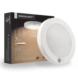 SINCELIGHT PIR Motion Sensor 7W LED Ceiling Light (Φ6'/146mm), Automatically ON/Off, Warm White 2700K, Flush Mount for Closet Light, Under Cabinet Light, Damp Use