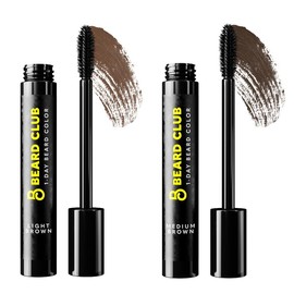 Beard Club One-Day Beard & Eyebrow Color - Available in Four Colors and Four Sizes - Temporary Color for Beard and Eyebrows, Covers Greys, Fills in Patches, and Enhances Volume - 30 Applications Per Tube:_2-Pack: Light + Medium Brown