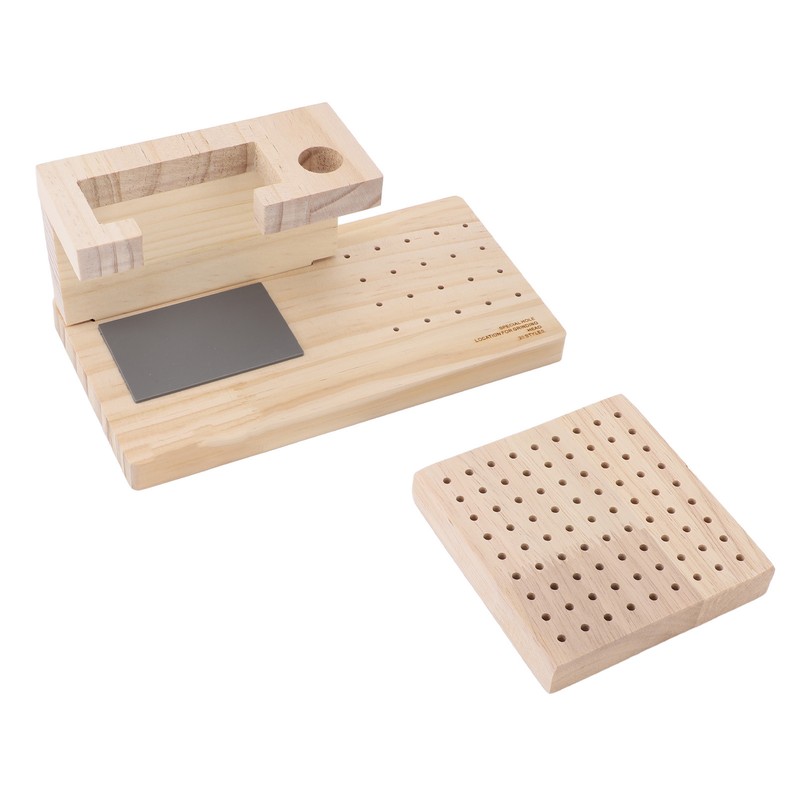 Wooden Nail Drill Stand Organizer with 81 Holes Drill Bits
