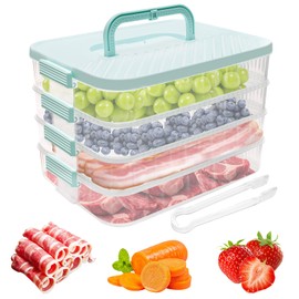 Pletpet Deli Meat Container 4 Layers, Deli Meat Container for Fridge with Tong Stackable Refrigerator Lunch Meat Storage Containers Bacon Freezer Storage Containers for Cold Cuts and Prepared Foods