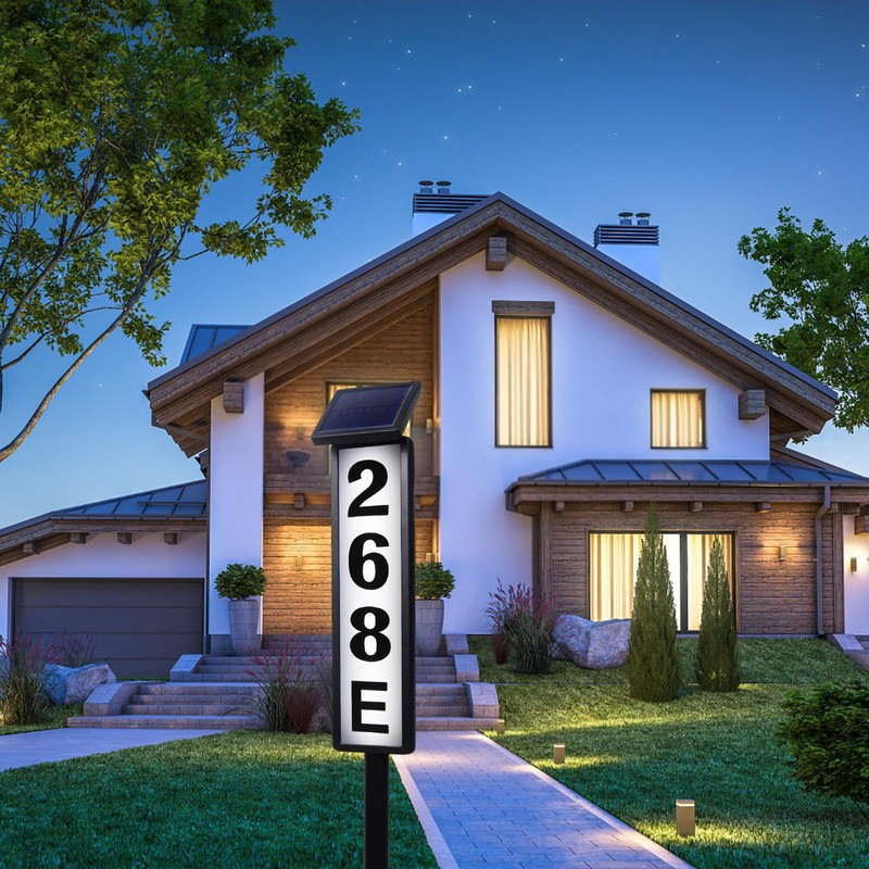 FLSEPAMB Solar Address Sign Lighted Solar House Numbers for Outside