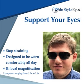 In Style Eyes Just Chillin' Aviator Bifocal Sunglasses - Metal Frame Bifocal Polarized Sunglasses - Polarized Aspheric Lens - Pewter - 2.0x