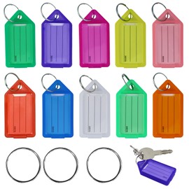 Pack of 30 Key Tags for Labelling, Key Tags with Empty Paper Labels, Key Tags for Key Suitcases Pets Marking (10 Colours)