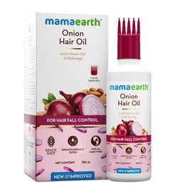 MAMAEARTH Mamaearth Onion Hair Oil | Natural & Organic Anti Hair Loss & Hair Fall Control Oil with Redensyl | for Color Treated & All Hair Types | 5.07 Fl Oz (150ml)