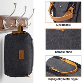 INONIX Men's Toiletry Bag, Leather and Canvas Travel Toiletry Organizer Bag with Large Capacity, Dopp Kit for Men, Travel Bathroom Bag, Water-Resistant Shaving Bag for Toiletries Accessories