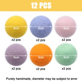 12 Stück Filzbälle Katzen,Katzenspielzeug Ball,Katzenbälle aus Filz,Katze Ball,Katzen Bälle,Filzball Katze,Spielball Katze,Natürliches Spielzeug für Katzen,100 % Reine Wolle,Handgefertigt,6 Farben