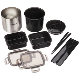 Tiger LWY - E461 - K Lunchbox With Insulated Stainless Steel Container, Approximately 2 Cups, Includes Case, Black