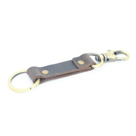 JJNUSA Genuine Leather Keychain Walnut Leather Key Holder Mens Belt Key Chain Ring Fob (darkbrown)