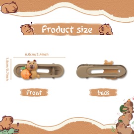 5PCS Capybara Hair Clips, Cute Fruit Animal Hairpins for Women Girls, Kawaii Cartoon Hair Accessories for Kids, Teens, Party Favors (Strawberry, Pear, Mangosteen, Orange, Peach)