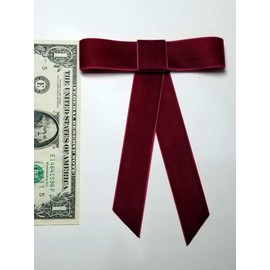 EmilyRose Couture Large Velvet Hair Bow Collection (Barrette, Wine Red)