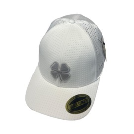 Black Clover Standard Perf 14 Hat, White Perforated Hat/3D Silver Clover