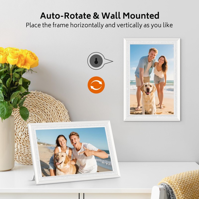 Frameo 10.1" Digital Picture Frame with 32GB Memory White WiFi